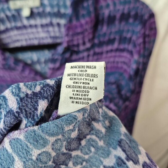 Habitat Top Womens S Purple Button Down Shirt Long Sleeve Lightweight Frilly - Picture 6 of 8